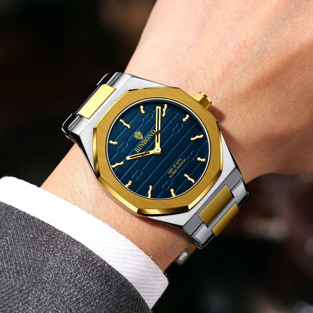 Homens de negócios relógio retro tira de aço ouro ultra-fino versátil luz luxo high-end à prova dwaterproof água moda masculina relógios de quartzo