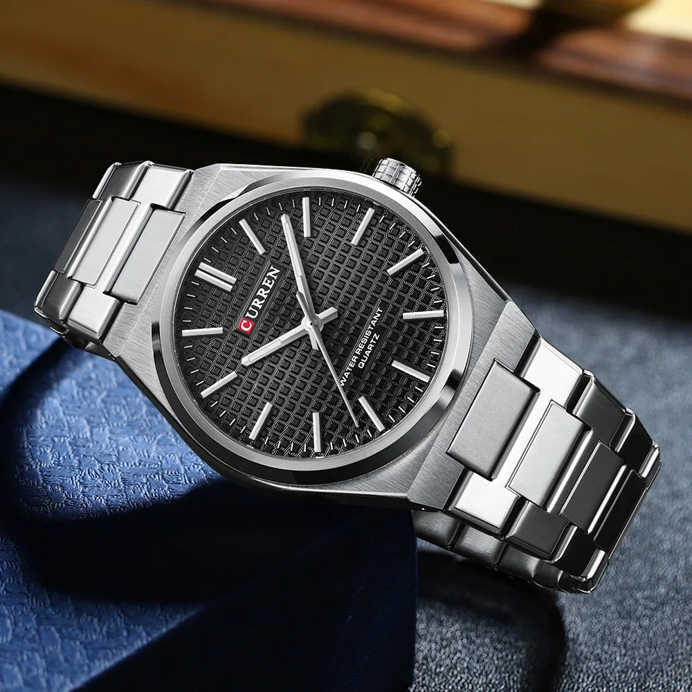 CURREN 8439 Casal Relógio de Quartzo Prateado Ouro Lazer Simples Negócios Pulseira de Aço Inoxidável Relógio de Pulso para Homens