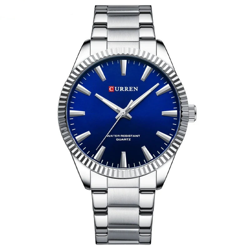 CURREN-Relógio Quartz Masculino, Elegante, Negócios, Luminosa, Aço Inoxidável, Strap, Masculino, Impermeável, Casual, Relógio de pulso, Clássico, 8425