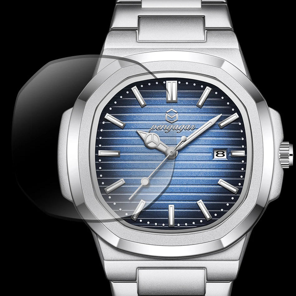 2025 novo homem militar de luxo relógio quadrado à prova dwaterproof água luminosa data semana relógio masculino aço inoxidável quartzo relógios reloj + caixa