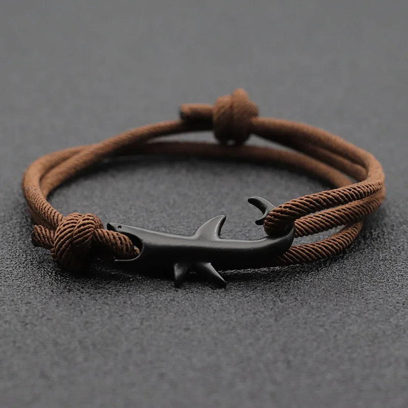 Noter New Shark Bracelet Unisex Double Layer Adjustable 3mm Cord Chain Braclet Beach Jewelry Accessories Surfer Braslet Pulsera