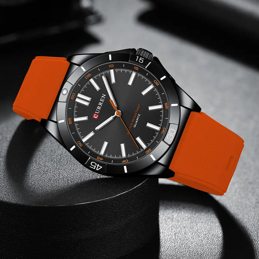 Curren 8449 nova moda masculina relógio de quartzo negócios luminoso relógio masculino à prova dwaterproof água pulseira silicone casual relógio de pulso reloj hombre