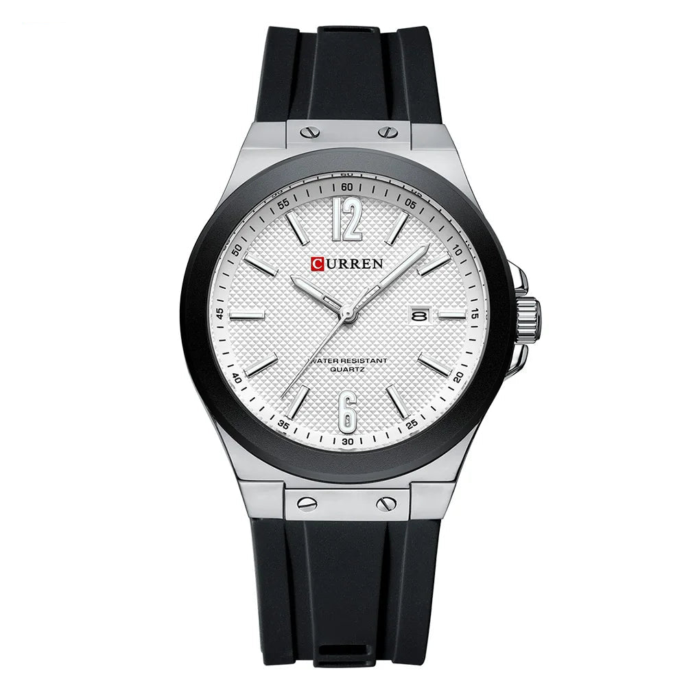 Curren 8467 relógio esportivo masculino de quartzo, pulseira de silicone, calendário à prova d'água, relógios de moda para homens, relógio de pulso casual luminoso masculino