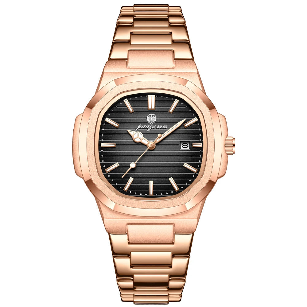 Moda masculina relógios de negócios aço inoxidável quartzo relógio de pulso calendário data masculino casual esportes relógio luminoso