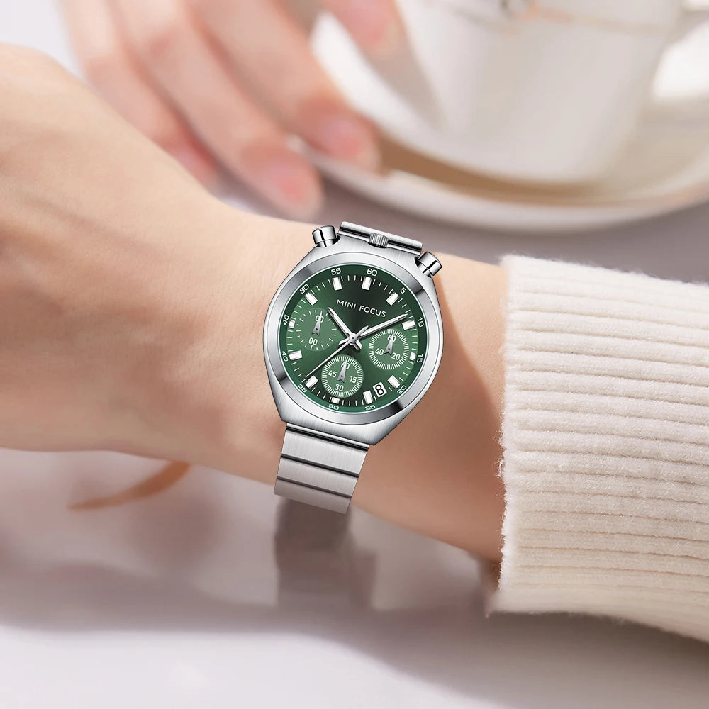 Mini foco 0491 relógios femininos de quartzo elegante relógio multifuncional para mulheres moda relógio de pulso à prova d'água presente reloj mujer 