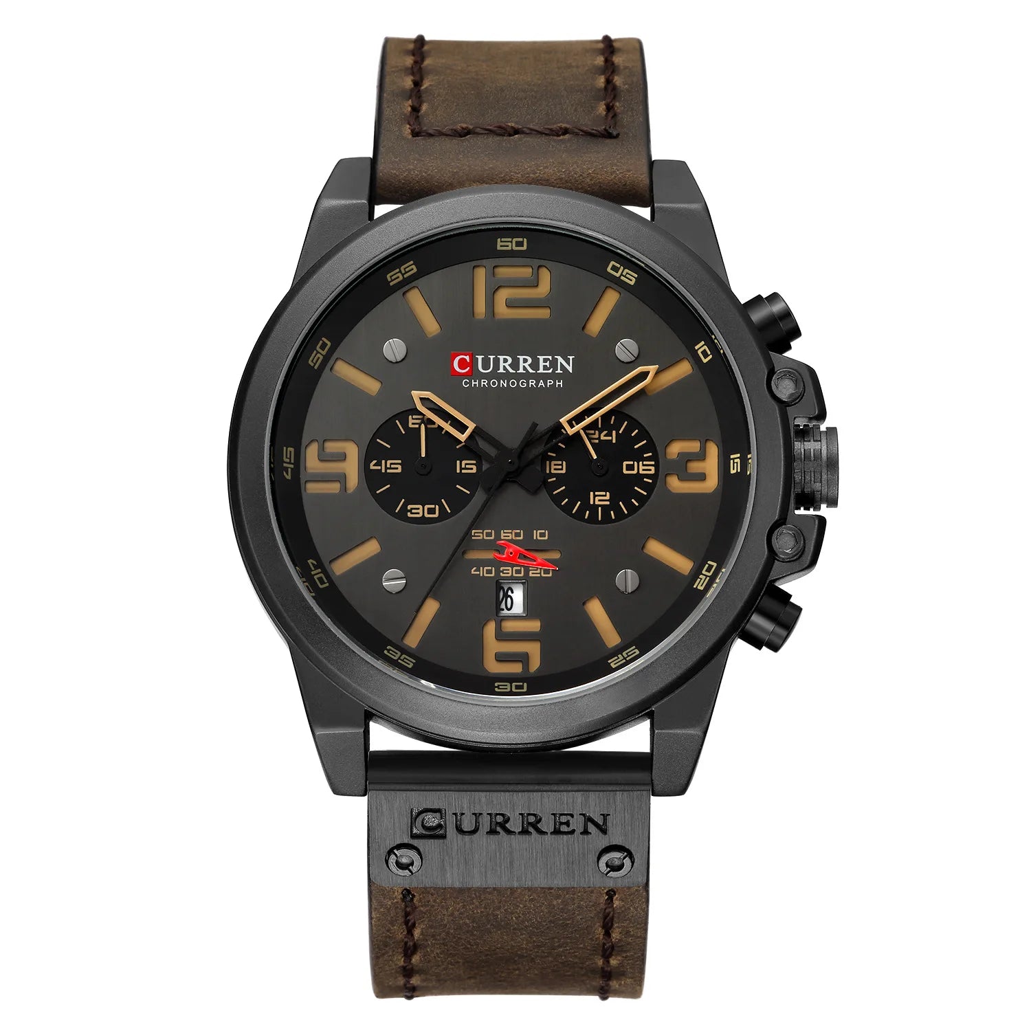 Curren 8314 relógio de quartzo masculino da moda, calendário esportivo exclusivo, pulseira de couro luminosa à prova d'água, relógio casual masculino, presente de aniversário