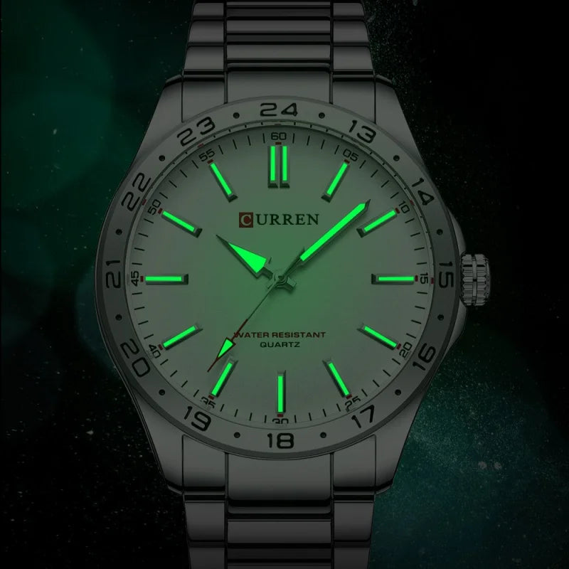 Curren 8452 moda masculina relógios de quartzo clássico aço inoxidável à prova dwaterproof água luminosa esportes lazer negócios relógio de pulso presentes