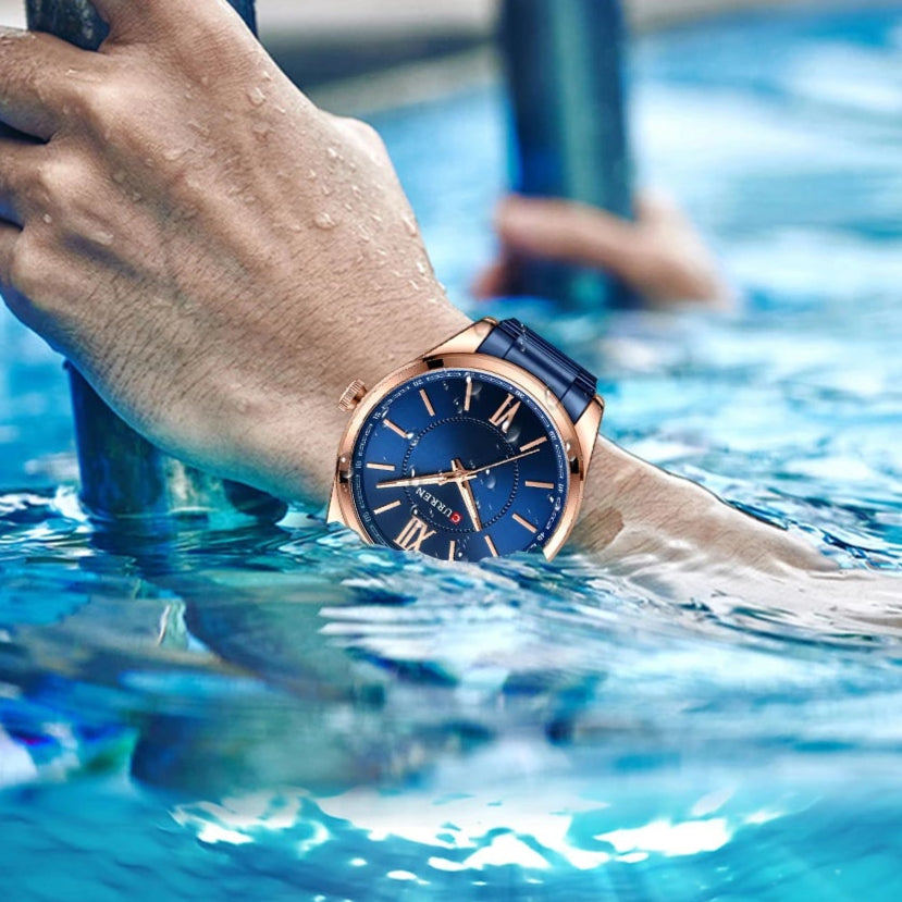 Curren 8423 relógios de quartzo masculino simples pulseira de aço inoxidável à prova dwaterproof água luminosa elegante relógio de negócios esporte casual
