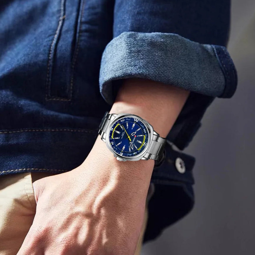 Curren 8455 relógio de quartzo masculino lazer negócios moda preto prateado display analógico pulseira de aço inoxidável para relógio masculino