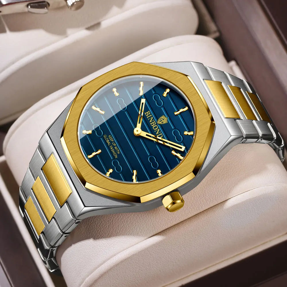 Homens de negócios relógio retro tira de aço ouro ultra-fino versátil luz luxo high-end à prova dwaterproof água moda masculina relógios de quartzo