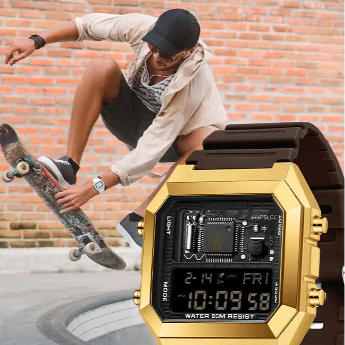 SANDA 6216 Moda Relógios Eletrônicos para Homens Despertador Estudantes Mostrador Quadrado Multifuncional Calendário À Prova D 'Água Relógio Esportivo