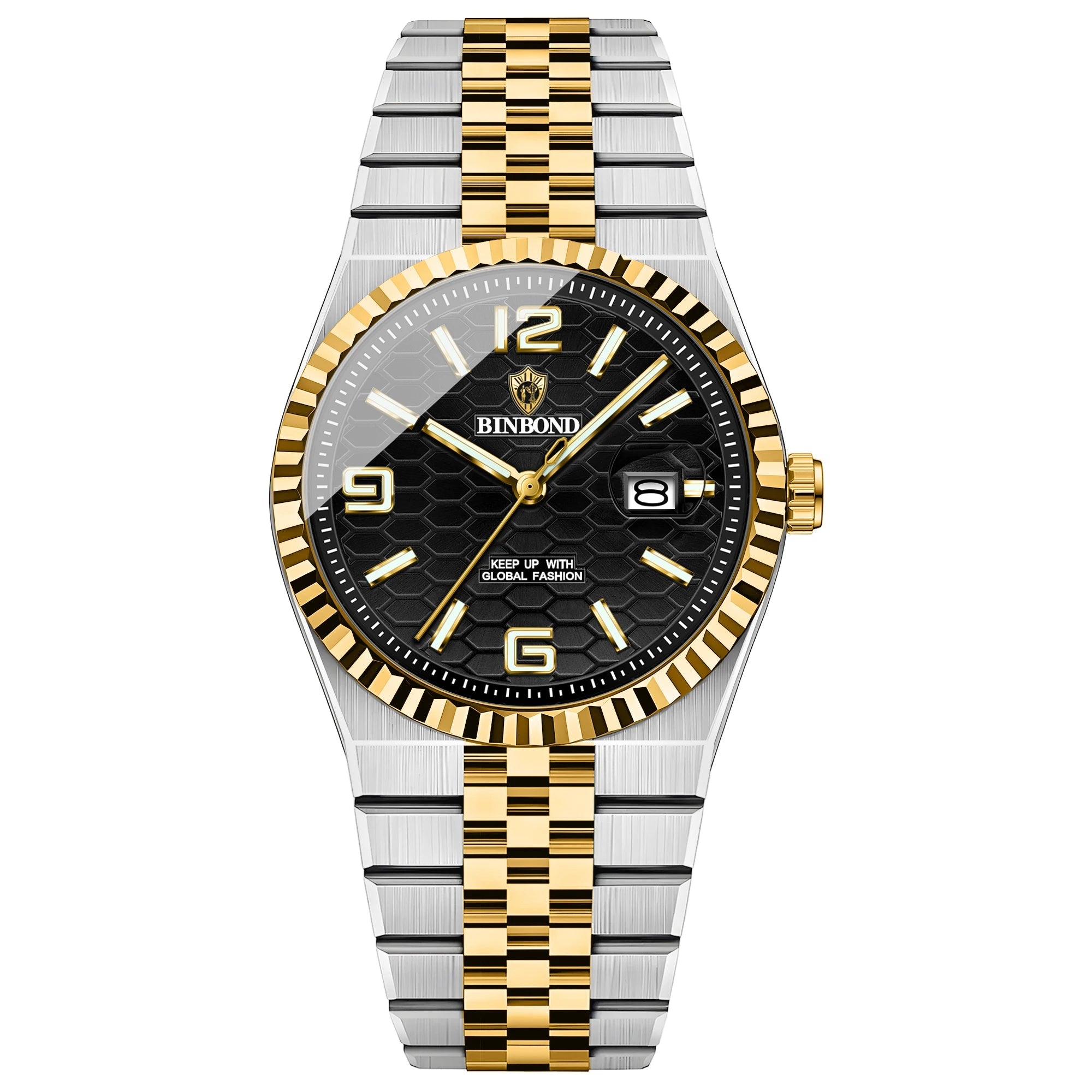 Binbond marca superior de luxo relógios quartzo masculino relógio original para homem à prova dwaterproof água luminosa data semana aço inoxidável relógio pulso masculino