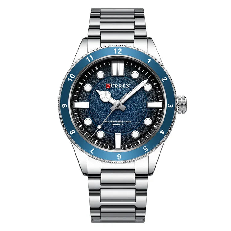 CURREN 8450 Relógios de quartzo masculinos à prova d'água pulseira de aço inoxidável moda esportiva luminosa homem de negócios simples relógio de pulso casual
