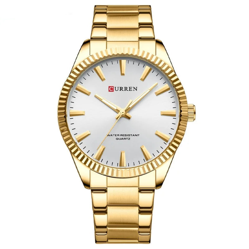 CURREN-Relógio Quartz Masculino, Elegante, Negócios, Luminosa, Aço Inoxidável, Strap, Masculino, Impermeável, Casual, Relógio de pulso, Clássico, 8425