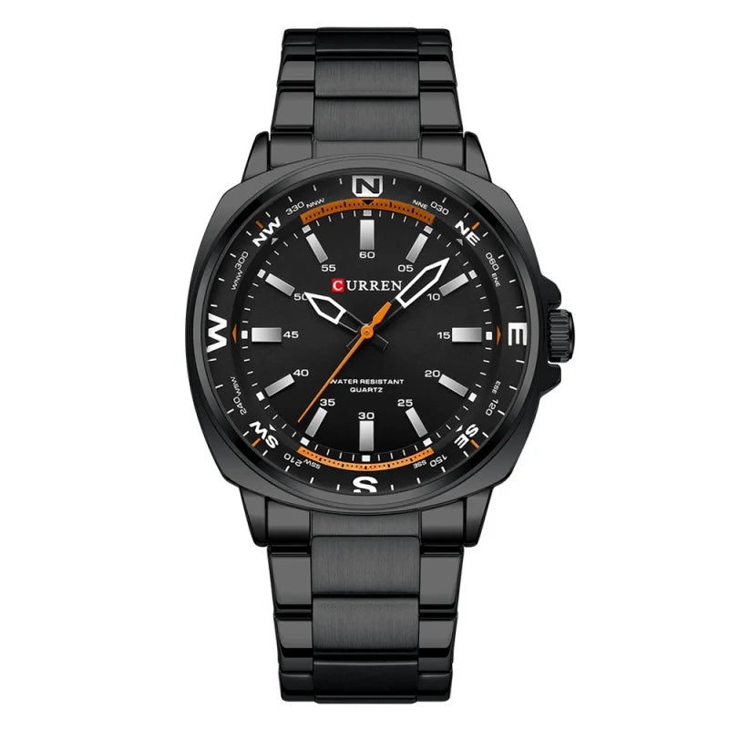 Curren 8455 relógio de pulso de quartzo masculino simples negócios moda tira de aço inoxidável relógio à prova dwaterproof água presente masculino relógio casual