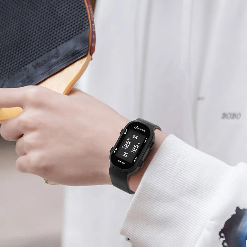 UTHAI-Relógio digital multifuncional esportivo para meninos e meninas, relógio de pulso luminoso para estudantes, pulseira impermeável para meninos adolescentes, relógio elegante