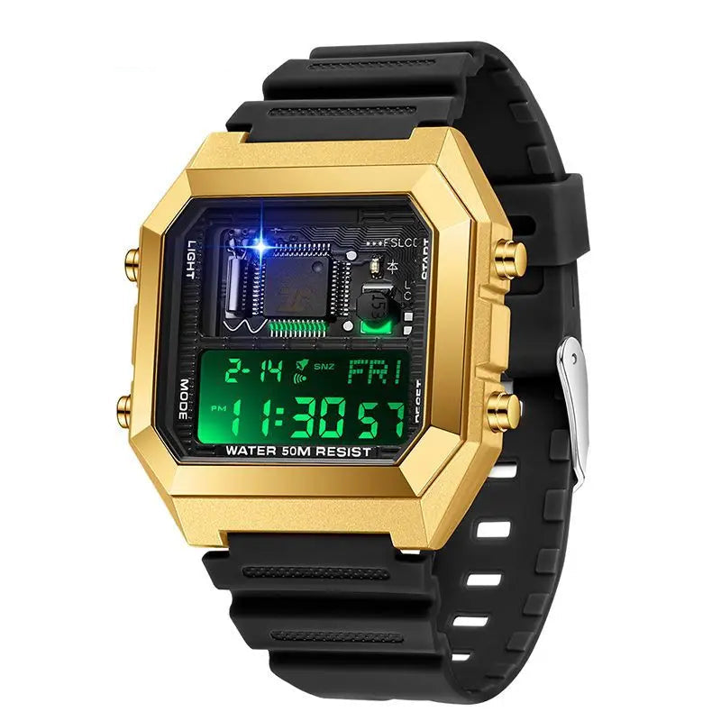 SANDA 6216 Moda Relógios Eletrônicos para Homens Despertador Estudantes Mostrador Quadrado Multifuncional Calendário À Prova D 'Água Relógio Esportivo