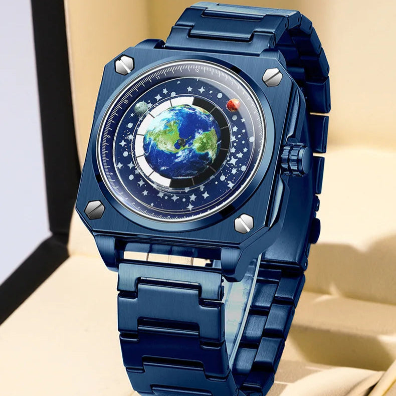 UTHAI Terra Relógio de Negócios Masculino Estudante Relógio Planeta Personalizado Criativo Wormhole Novo Concept Masculino Moda Relógios de Quartzo