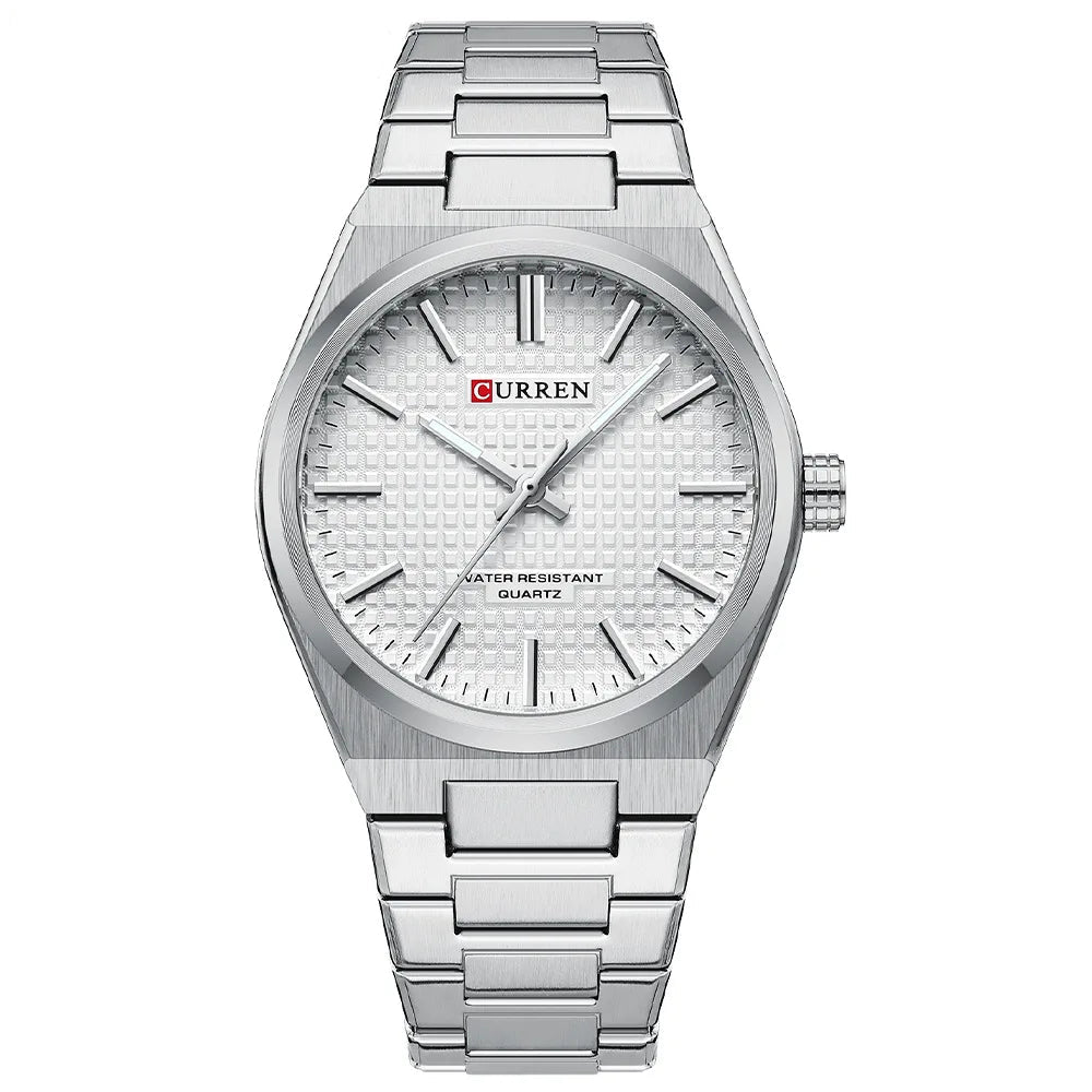 CURREN 8439 Casal Relógio de Quartzo Prateado Ouro Lazer Simples Negócios Pulseira de Aço Inoxidável Relógio de Pulso para Homens