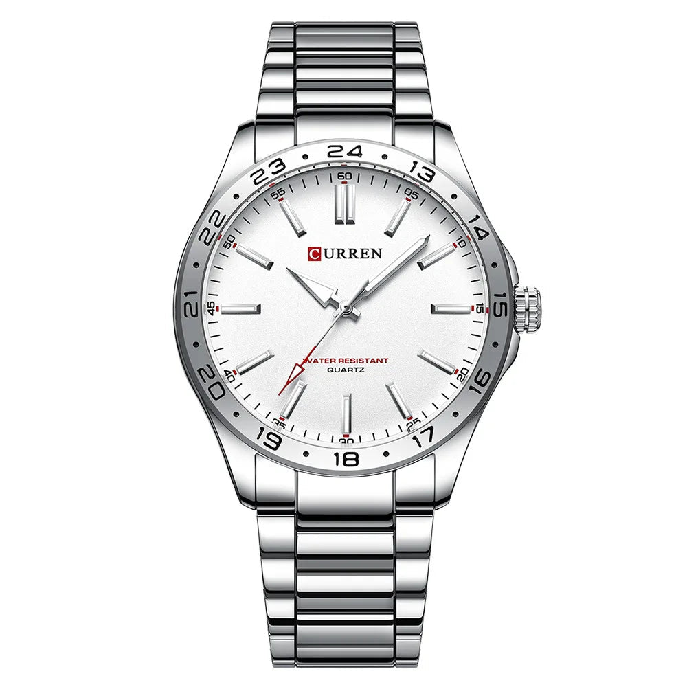 Curren 8452 moda masculina relógios de quartzo clássico aço inoxidável à prova dwaterproof água luminosa esportes lazer negócios relógio de pulso presentes