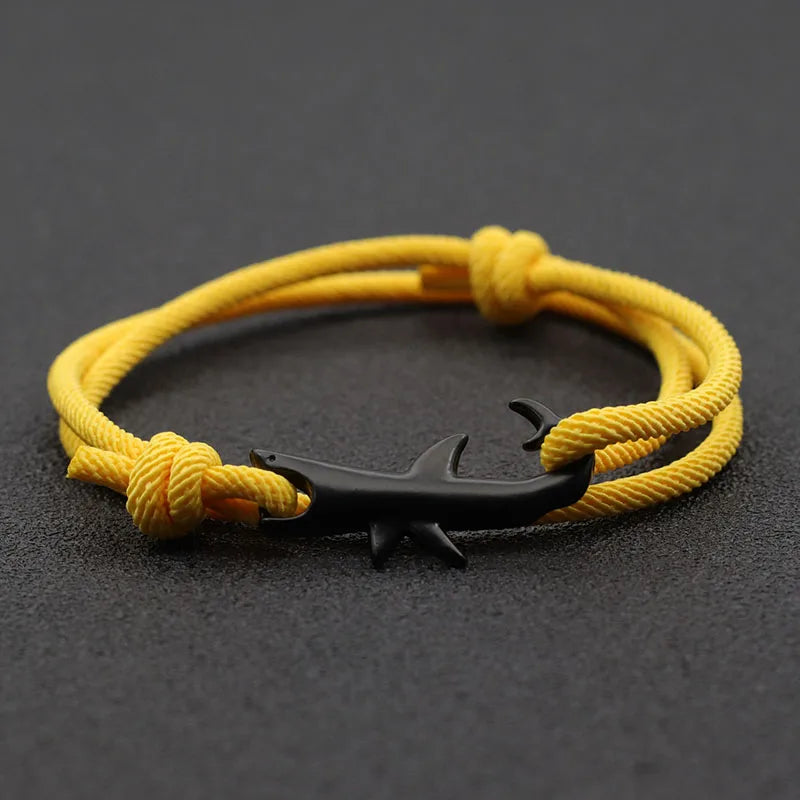 Noter New Shark Bracelet Unisex Double Layer Adjustable 3mm Cord Chain Braclet Beach Jewelry Accessories Surfer Braslet Pulsera