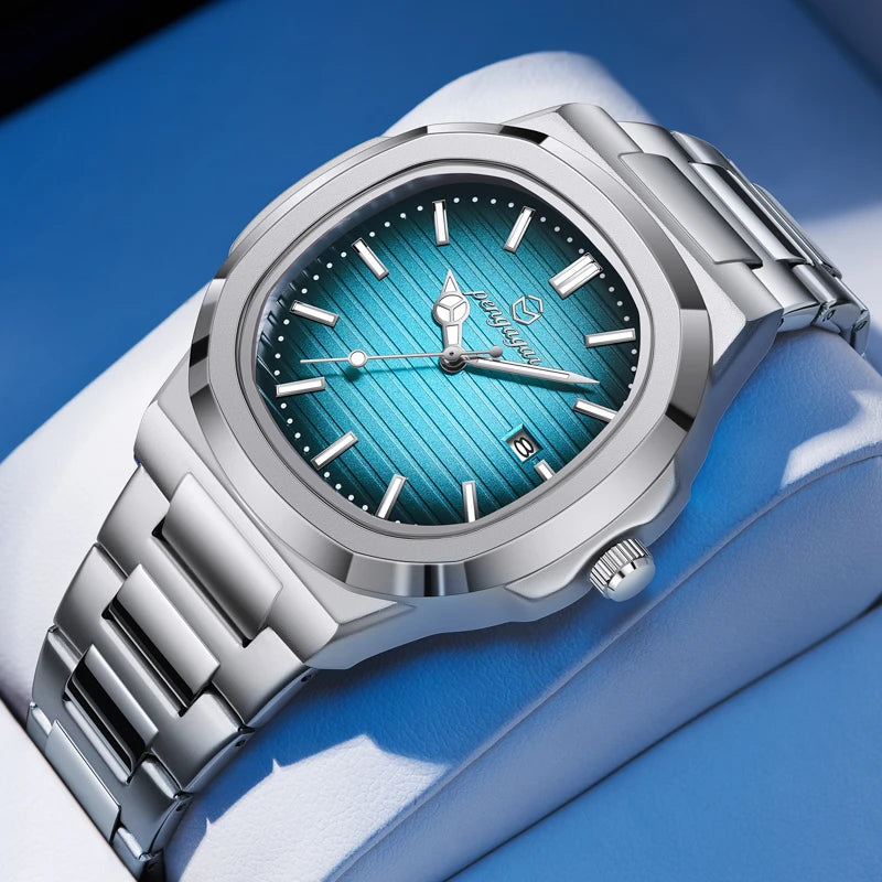 2025 novo homem militar de luxo relógio quadrado à prova dwaterproof água luminosa data semana relógio masculino aço inoxidável quartzo relógios reloj + caixa