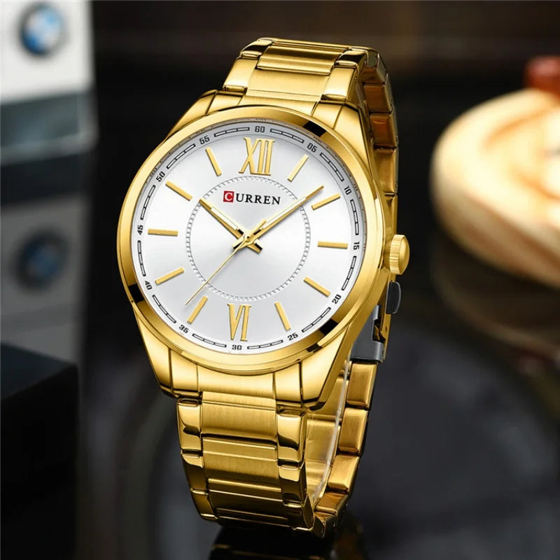 Curren 8423 relógios de quartzo masculino simples pulseira de aço inoxidável à prova dwaterproof água luminosa elegante relógio de negócios esporte casual
