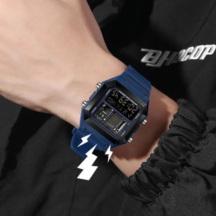SANDA 6216 Moda Relógios Eletrônicos para Homens Despertador Estudantes Mostrador Quadrado Multifuncional Calendário À Prova D 'Água Relógio Esportivo