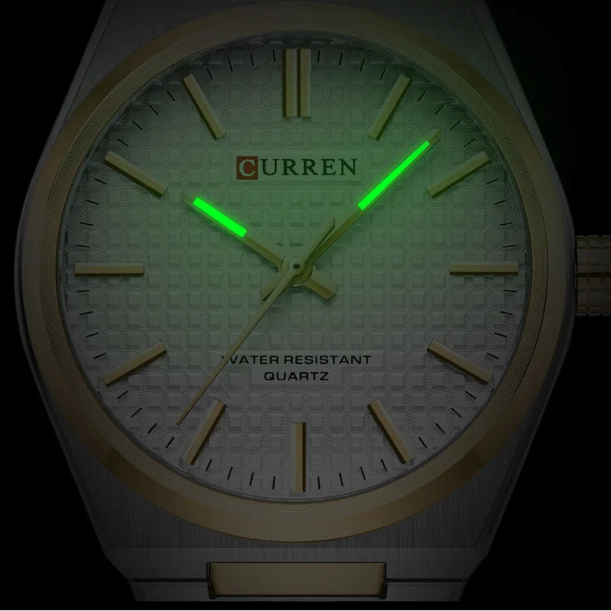 CURREN 8439 Casal Relógio de Quartzo Prateado Ouro Lazer Simples Negócios Pulseira de Aço Inoxidável Relógio de Pulso para Homens