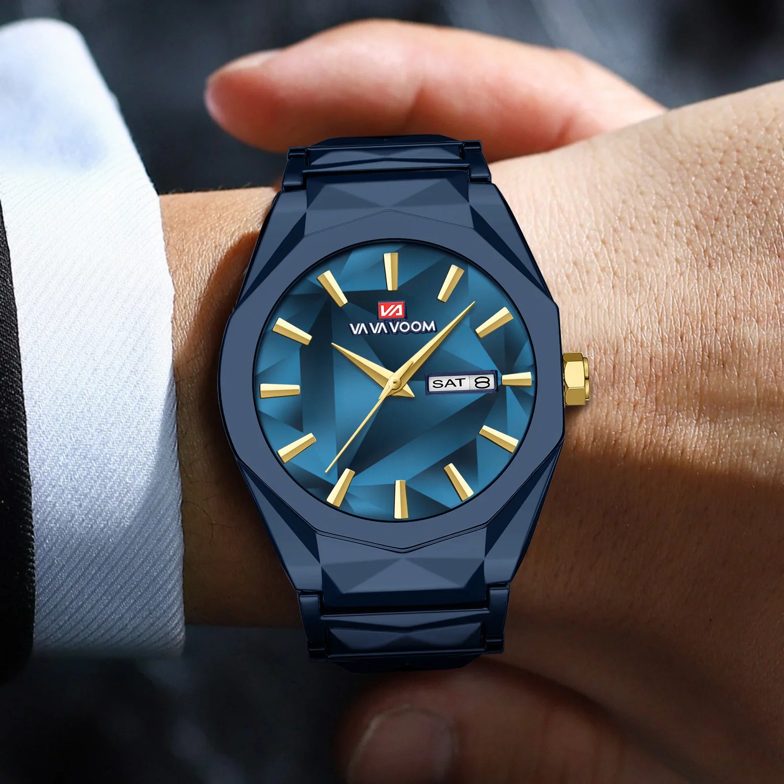 Novo relógio masculino tendência de negócios calendário duplo à prova dwaterproof água aço inoxidável mudança cor dial masculino moda relógio quartzo relógios