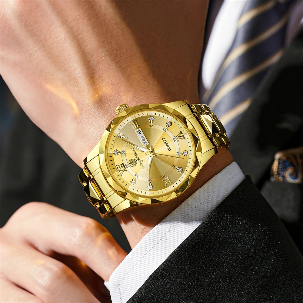 PENGAGAR Top Marca de Luxo Homem Relógio de Pulso À Prova D 'Água Luminosa Data Semana Homens Relógios de Aço Inoxidável Relógio de Quartzo Masculino reloj