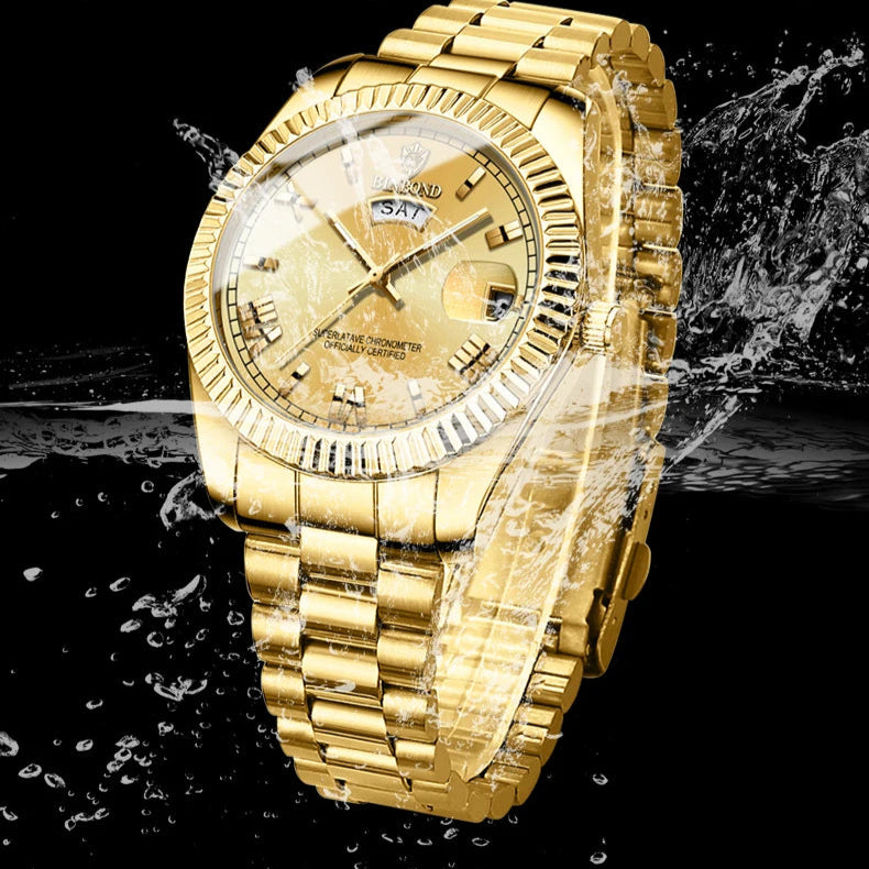 2025 novo relógio de luxo para homem à prova dwaterproof água luminosa data semana aço inoxidável relógio masculino casual quartzo relógios masculino + caixa