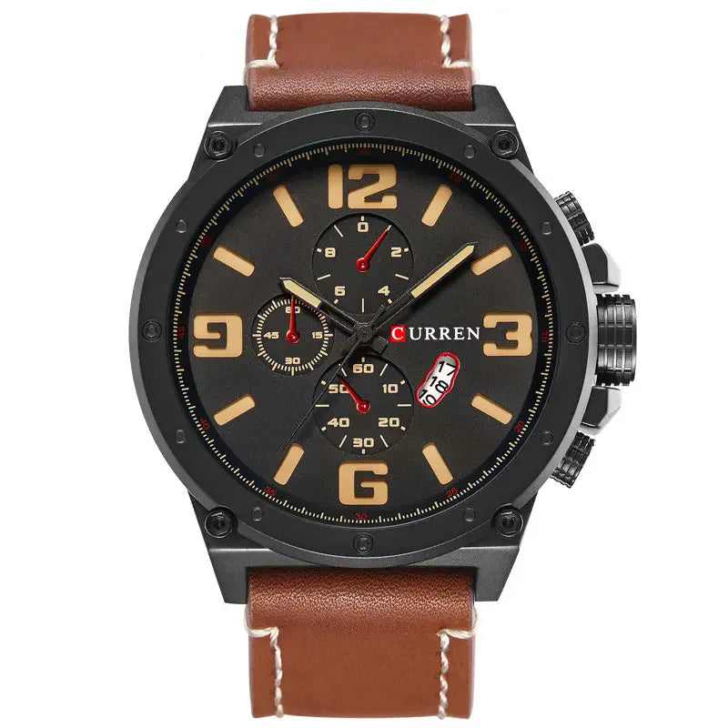 Curren 8230 clássico masculino casual moda relógio de quartzo preto grande mostrador à prova dwaterproof água cinta calendário relógio esportivo reloj hombre