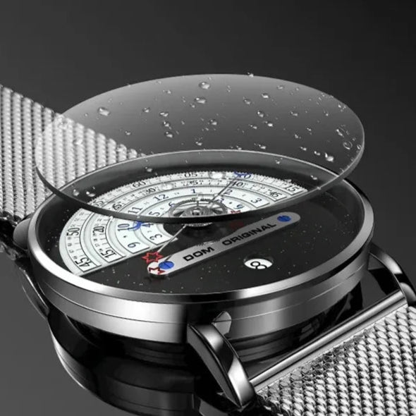 Dom 1288 relógio de quartzo masculino moda criativa à prova dwaterproof água especial lua estrela ponteiro malha relógios de pulso para relógios masculinos data presente