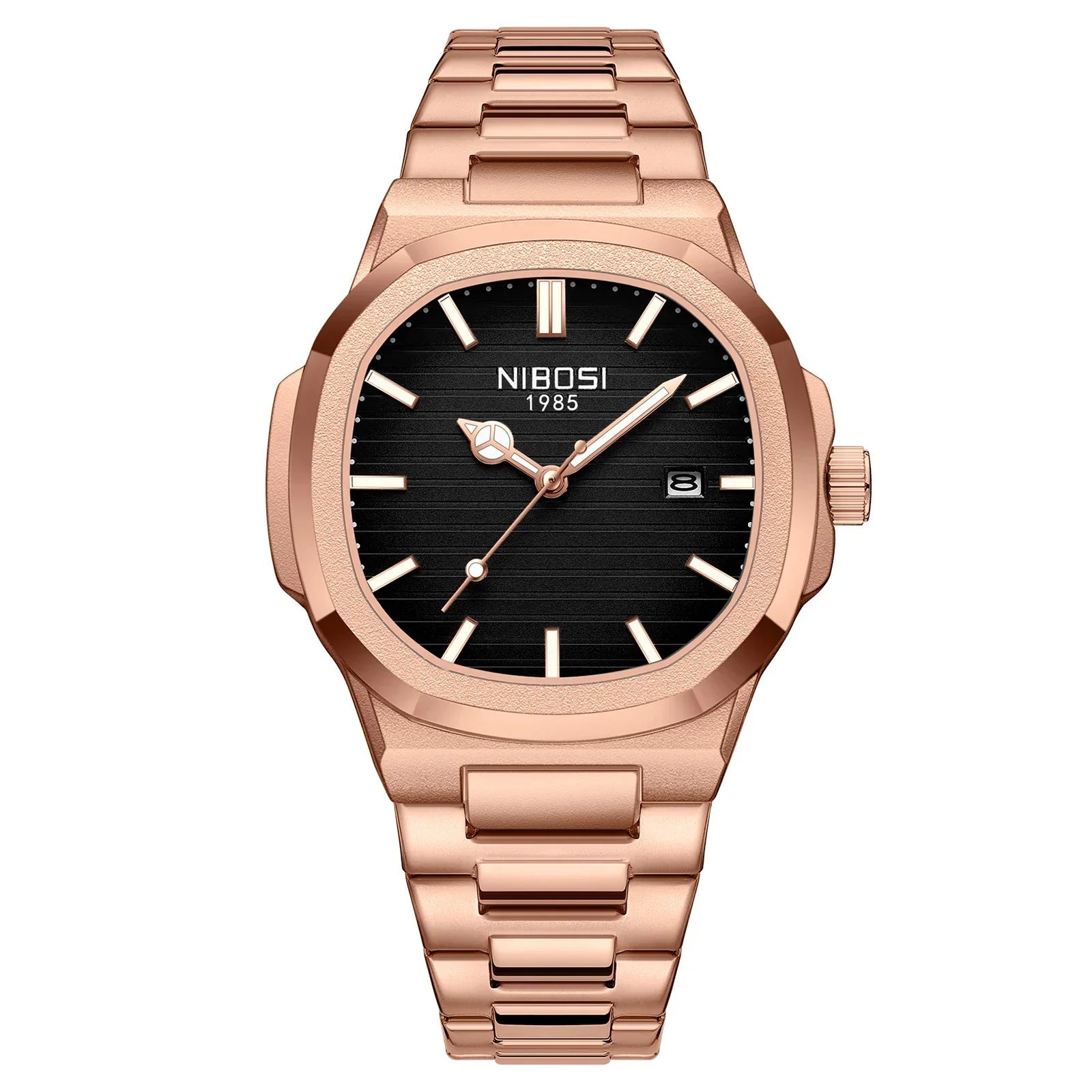 Nibosi relógios masculinos de luxo à prova dwaterproof água luminosa data relógios esportes quadrado relógio masculino casual relógio de pulso quartzo masculino