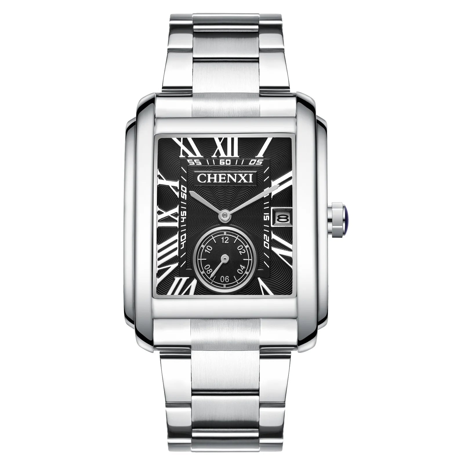CHENXI 8216 Relógio de quartzo masculino de negócios casual quadrado à prova d'água pulseira de aço inoxidável calendário relógios clássicos da moda para homens