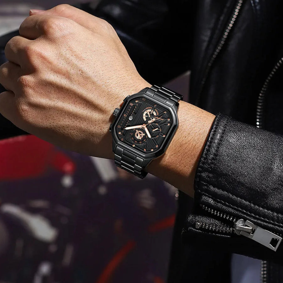 Poedagar homem relógio de pulso moda luminosa à prova dwaterproof água cronógrafo data relógio masculino quadrado aço inoxidável quartzo relógios masculinos reloj