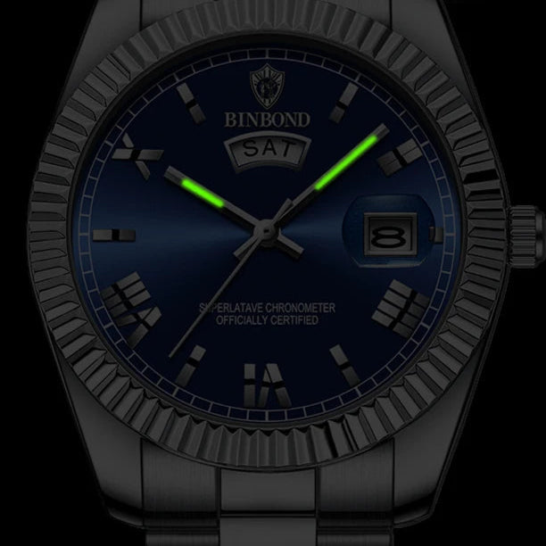 2025 novo relógio de luxo para homem à prova dwaterproof água luminosa data semana aço inoxidável relógio masculino casual quartzo relógios masculino + caixa