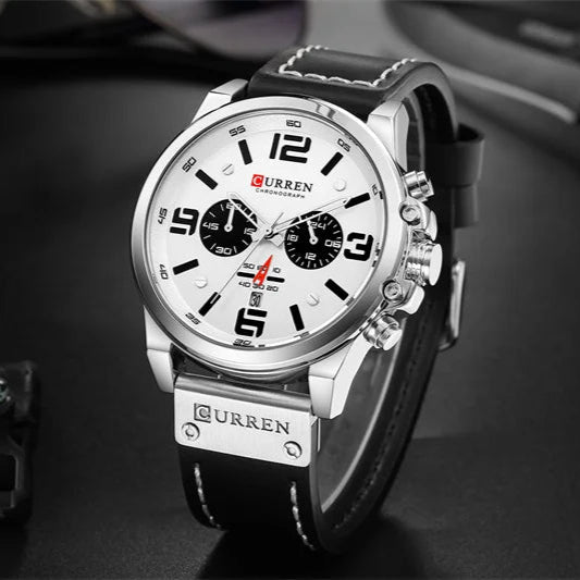 Curren 8314 relógio de quartzo masculino da moda, calendário esportivo exclusivo, pulseira de couro luminosa à prova d'água, relógio casual masculino, presente de aniversário