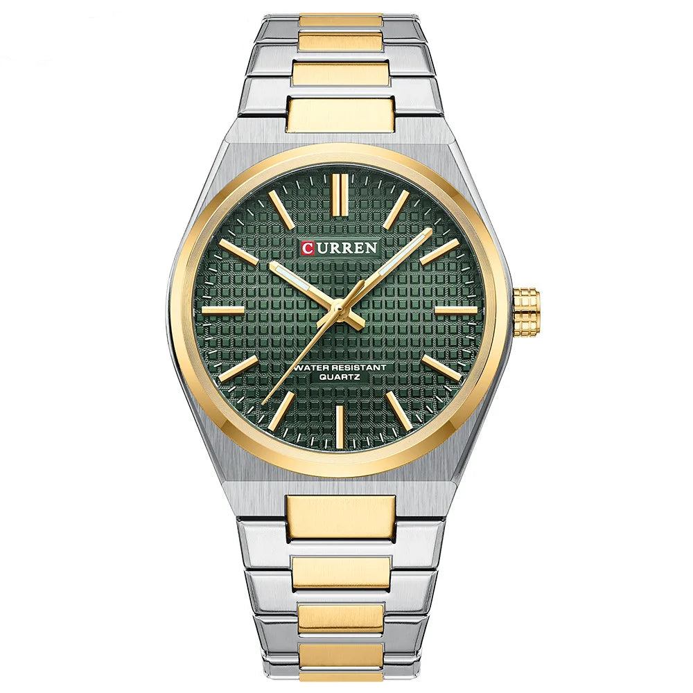 CURREN 8439 Casal Relógio de Quartzo Prateado Ouro Lazer Simples Negócios Pulseira de Aço Inoxidável Relógio de Pulso para Homens