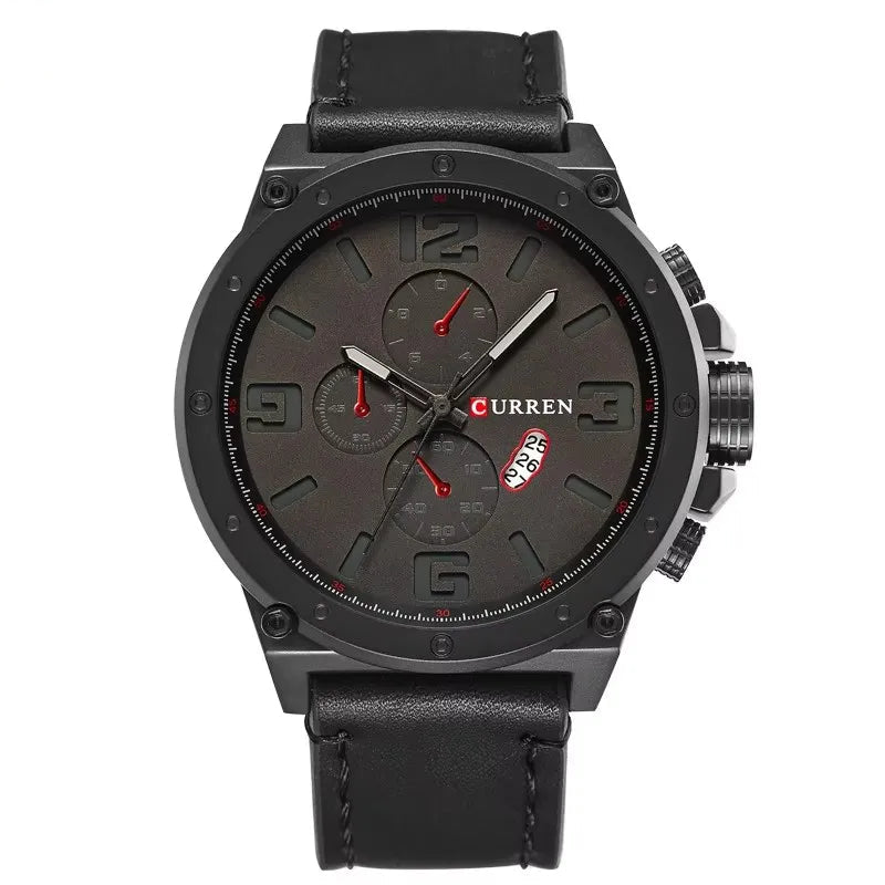 Curren 8230 clássico masculino casual moda relógio de quartzo preto grande mostrador à prova dwaterproof água cinta calendário relógio esportivo reloj hombre