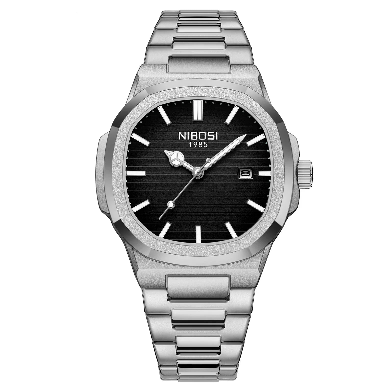 Nibosi relógios masculinos de luxo à prova dwaterproof água luminosa data relógios esportes quadrado relógio masculino casual relógio de pulso quartzo masculino