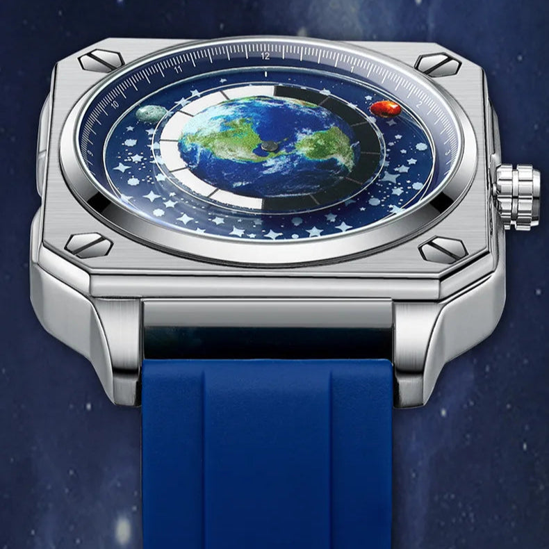 UTHAI Terra Relógio de Negócios Masculino Estudante Relógio Planeta Personalizado Criativo Wormhole Novo Concept Masculino Moda Relógios de Quartzo