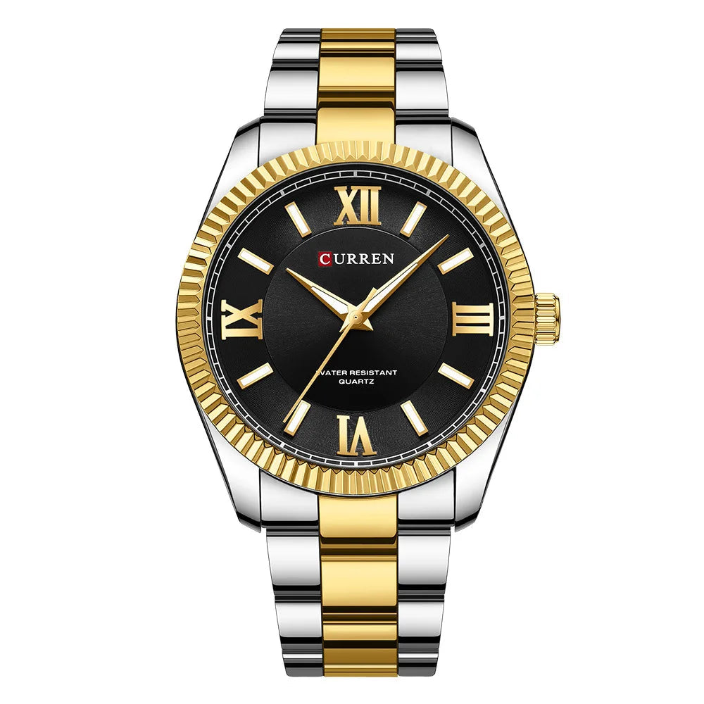 CURREN 8453 Relógios de quartzo masculinos moda elegante simples relógio branco pulseira de aço inoxidável relógio de pulso para presente masculino
