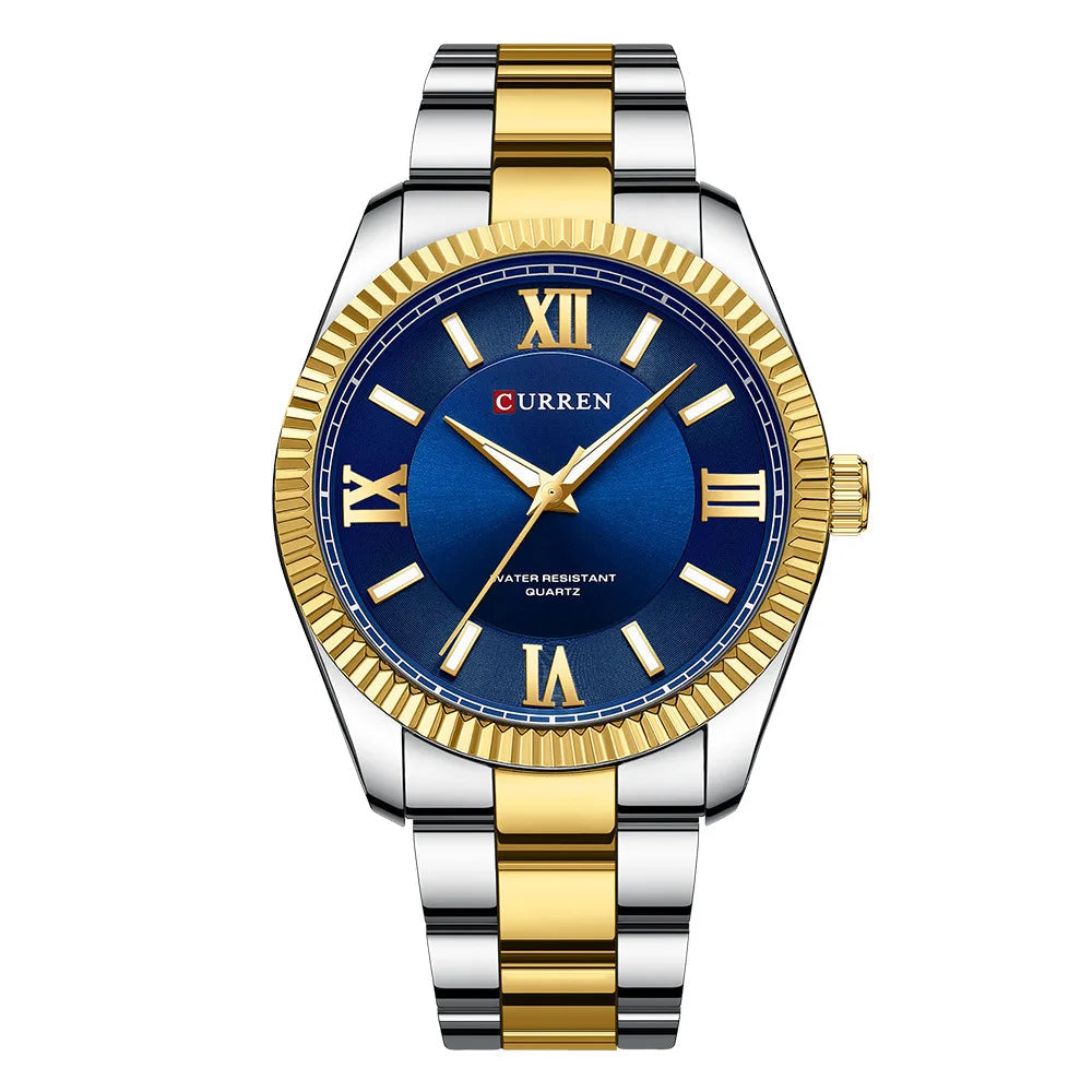 CURREN 8453 Relógios de quartzo masculinos moda elegante simples relógio branco pulseira de aço inoxidável relógio de pulso para presente masculino