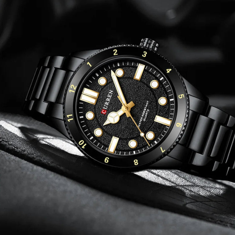 Curren 8450 relógio de quartzo masculino negócios azul verde relógio analógico display pulseira de aço inoxidável relógios de pulso para masculino
