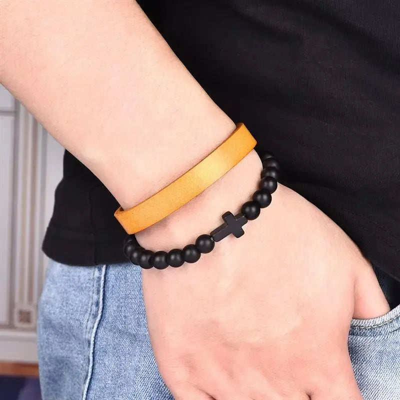 Jiayiqi Vintage Genuine Leather Wrap Cord Cuff Bracelet For Hand Wrist Wristband Men Woman Punk Bangle Couple Jewelry Gift