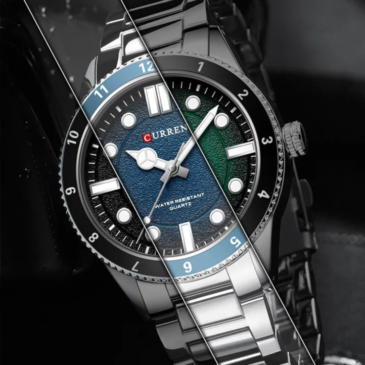 CURREN 8450 Relógios de quartzo masculinos à prova d'água pulseira de aço inoxidável moda esportiva luminosa homem de negócios simples relógio de pulso casual