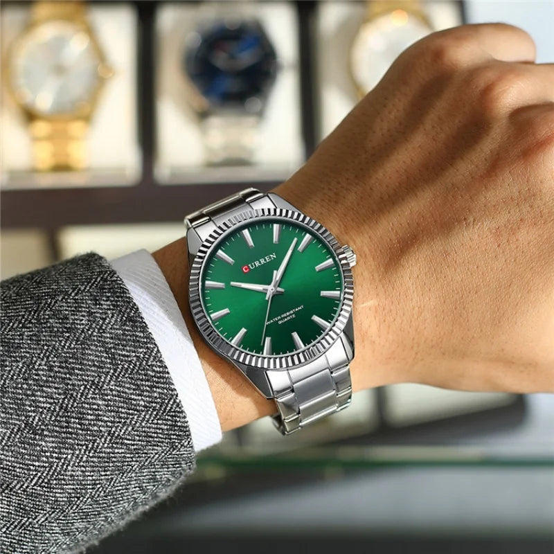 CURREN-Relógio Quartz Masculino, Elegante, Negócios, Luminosa, Aço Inoxidável, Strap, Masculino, Impermeável, Casual, Relógio de pulso, Clássico, 8425