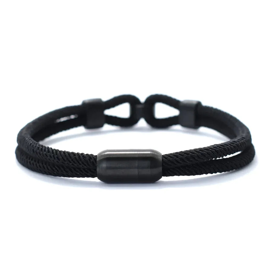 Unique Stylish Knot Bracelet For Men Stainless Steel Strong Magnetic Buckle Rope Braclet Father Day Gift Pulsera Hombre Joias